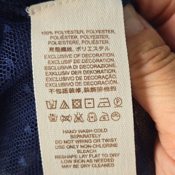 Free People Joyride Sheer Navy Bohemian Tulle Embroidered Top Size S - Picture 14 of 14